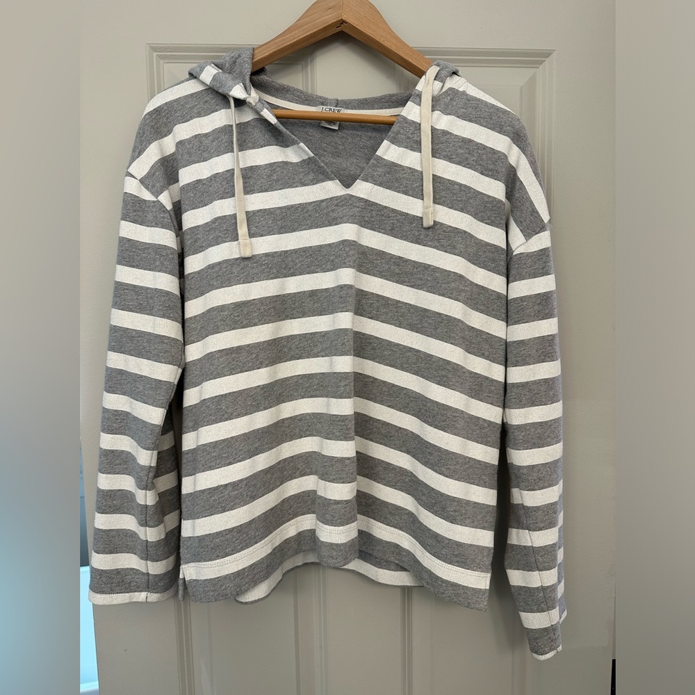 JCrew grey and white striped women’s hoodie